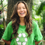 Girl wearing recycling shirt
